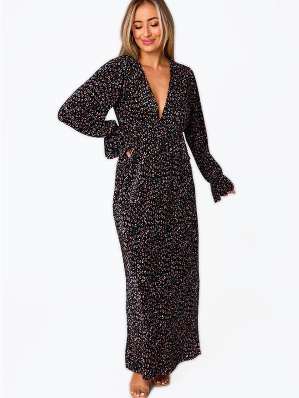 Buddy Love Black Maxi Dress with Multicolor Floral Print